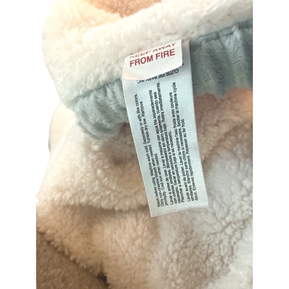Chickpea Baby Blanket Pink Sherpa Fleece Reversible Grey Ribbed Trim 30x36‎